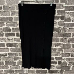Amour Vert midi skirt black ribbed button front detail pull on